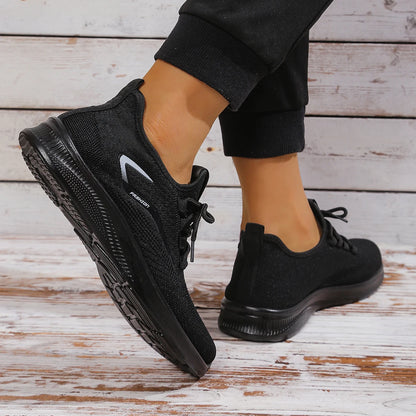 Men Breathable Knitted Running Shoes Anti Slip Trainers Arch Support Shock Absorbing EVA Sole Low Top Lace Up Sports Footwear