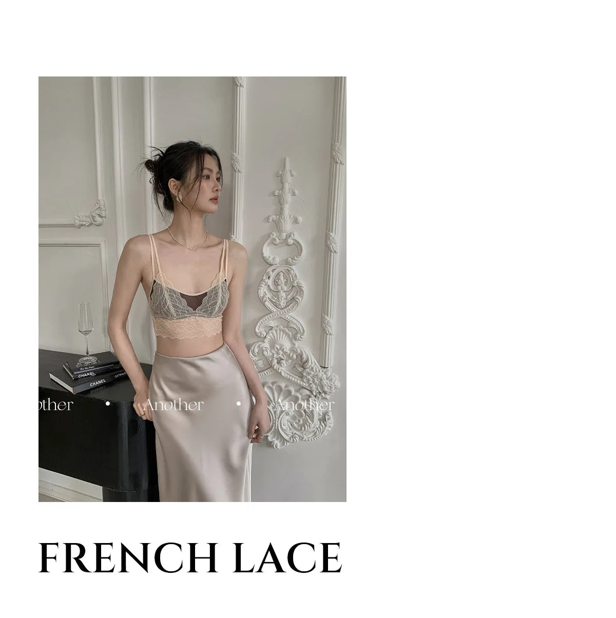 Sexy Lace Bralette No Underwire | French Triangle Cup Bra | Summer Thin Breathable for Women | Slimming Strappy Back Lingerie