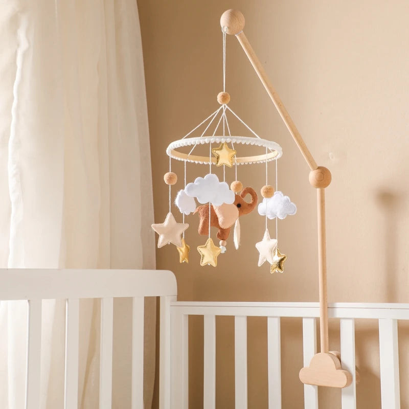 Baby Mobile Crib Bed Bell Musical Rattles Toys Soft Felt Cartoon Animal for Infants Nursery Mobiles Forest Animals Crib Toys