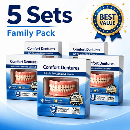 Full Mouth Silicone Dentures Upper And Lower Fake Teeth Natural Looking Comfortable Fit Removable False Teeth For Daily Wear