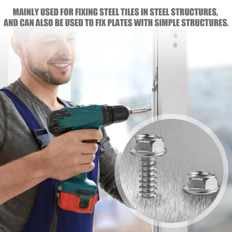 410 Stainless Steel Hex Head Self Drilling Screws M4.2 M4.8-M6.3mm Self-Tapping TEK Screws With Rubber ring Roofing screw #8#10#