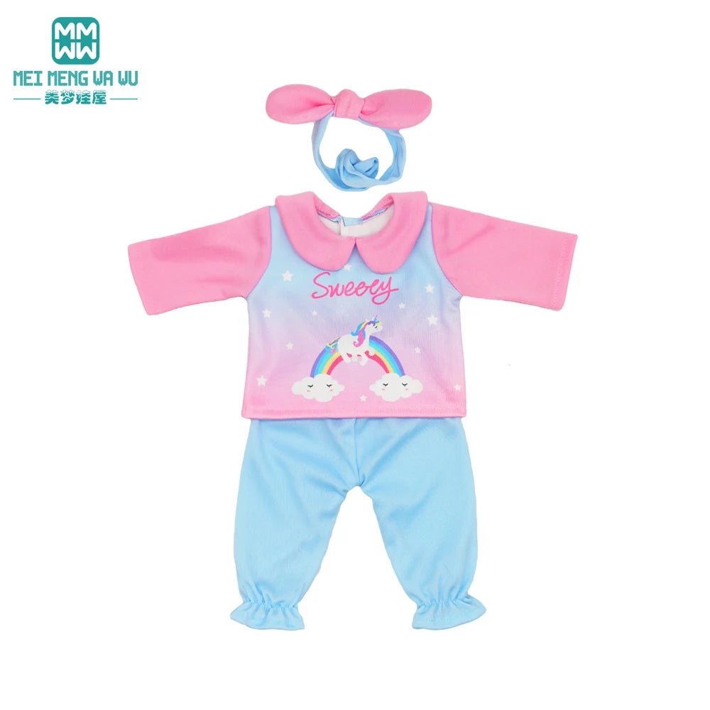 Fits 17-18inch American Doll and New Born Doll Clothes Fashion Dresses, Hooded Jumpsuit, Cardigan Strap Skirts Toys Gifts