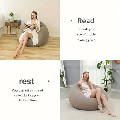 1 Inflatable Lazy Sofa, Outdoor Chair, Oval Inflatable Sofa, Camping Folding Leisure Recliner, Full Backrest Armrest Single Nap Sofa