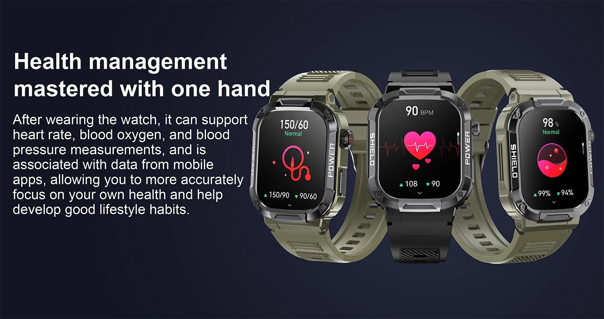 2026 Męski Zewnętrzny Smartwatch Monitor Zdrowia Wojskowy Bezprzewodowe Połączenia Fitness Wodoodporny Sportowy Smartwatch Na Telefony IOS Android