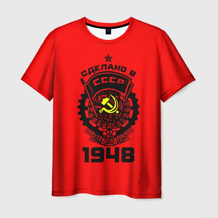 Retro Soviet CCCP 3D Print Sport Moisture-wicking Breathable Men T-shirt Harajuku Street Casual Trend Daily Comfort Short-sleeve