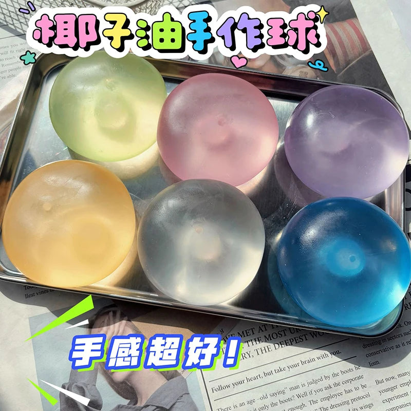6cm Coconut Oil Stress Ball Shapeable Squeeze Ball Non-Bounce Fidget Toy ASMR Sensory Anti-Stress Festival Gift