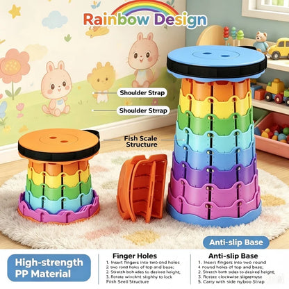 Adjustable Rainbow Telescopic Folding Stool Portable Plastic Retractable Seat Lightweight Outdoor Travel Camping Fishing Stool M