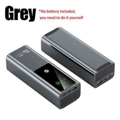 DIY Battery Charger Case PD 100W Fast Charging for 4PCS 21700 Polymer 20000mA Battery Power Bank Box for Macbook Need Welding