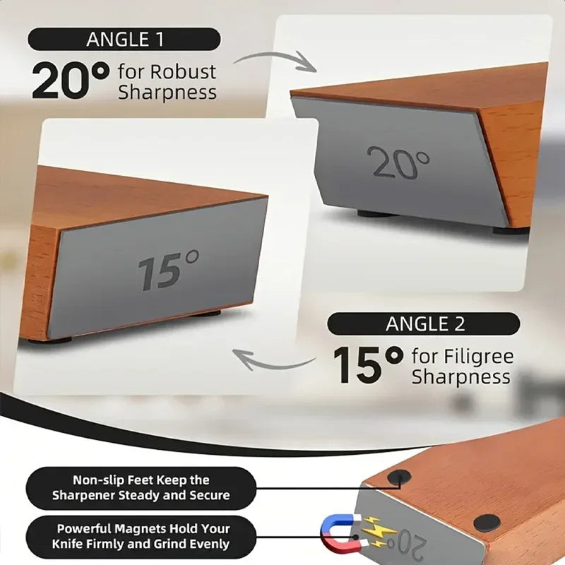 Upgraded 15/20° Rolling Knife Sharpener Kit with Magnetic Angle Rollers Kitchen Sharpening Accessory Whetstone