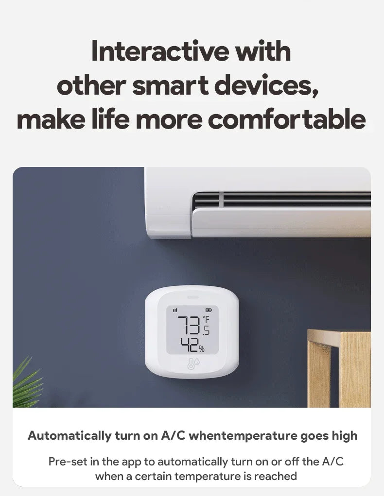 HOMEFISH Smart WiFi/Zigbee Temperature and Humidity Sensor Hygrometer Thermometer with LCD Display Support Alexa Google Home