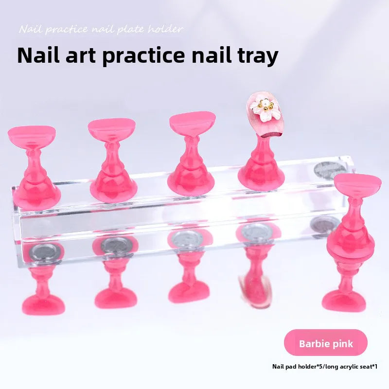 5pcs Nail Holder False Nail Tip Practice Stand Crystal Base Magnetic Holder Nail Art Display For Art Salon DIY & Practice Tools
