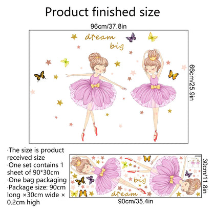 Ballet Girl Vinyl Child Wall Stickers For Baby Kids Room Decoration Adhesive Wallpaper Bedroom Accessories Room Decor Wall Art