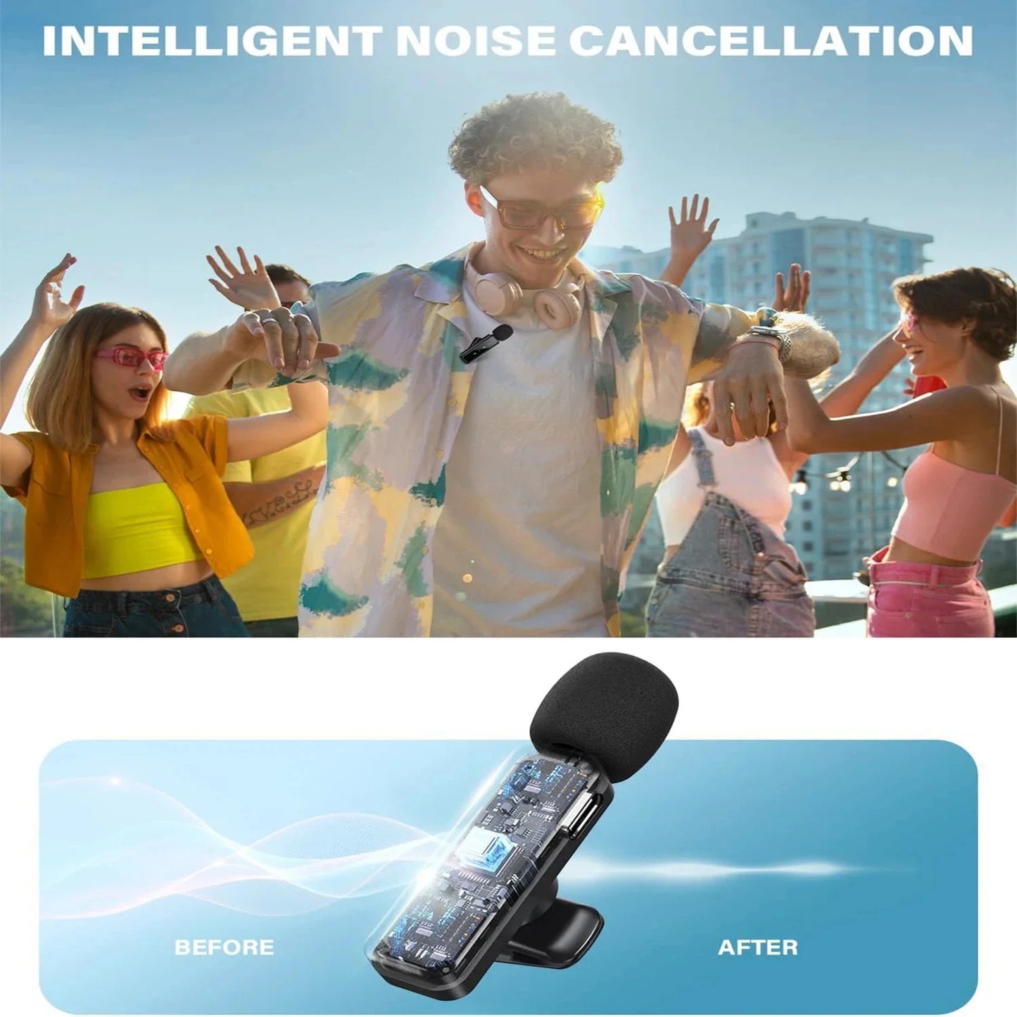 KEBIDU Wireless Lavalier Microphone Portable Audio Video Recording Noise Cancelling Professional Microphone for Live Broadcast