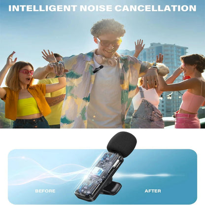 KEBIDU Wireless Lavalier Microphone Portable Audio Video Recording Noise Cancelling Professional Microphone for Live Broadcast