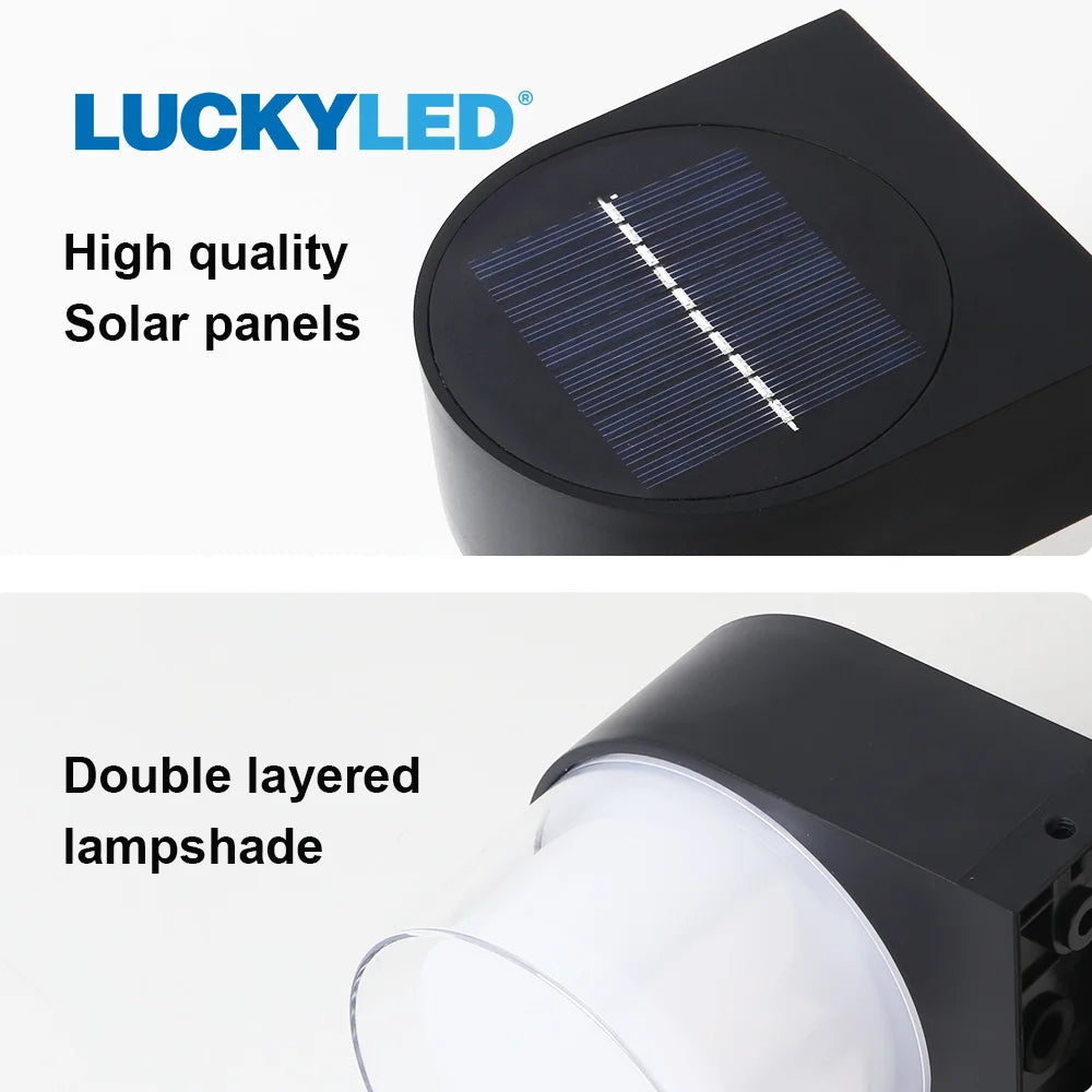 LUCKYLED Solar Outdoor Wall Light Waterproof LED Facade Wall Lamp 4W Wireless Street Porch Garden Lighting