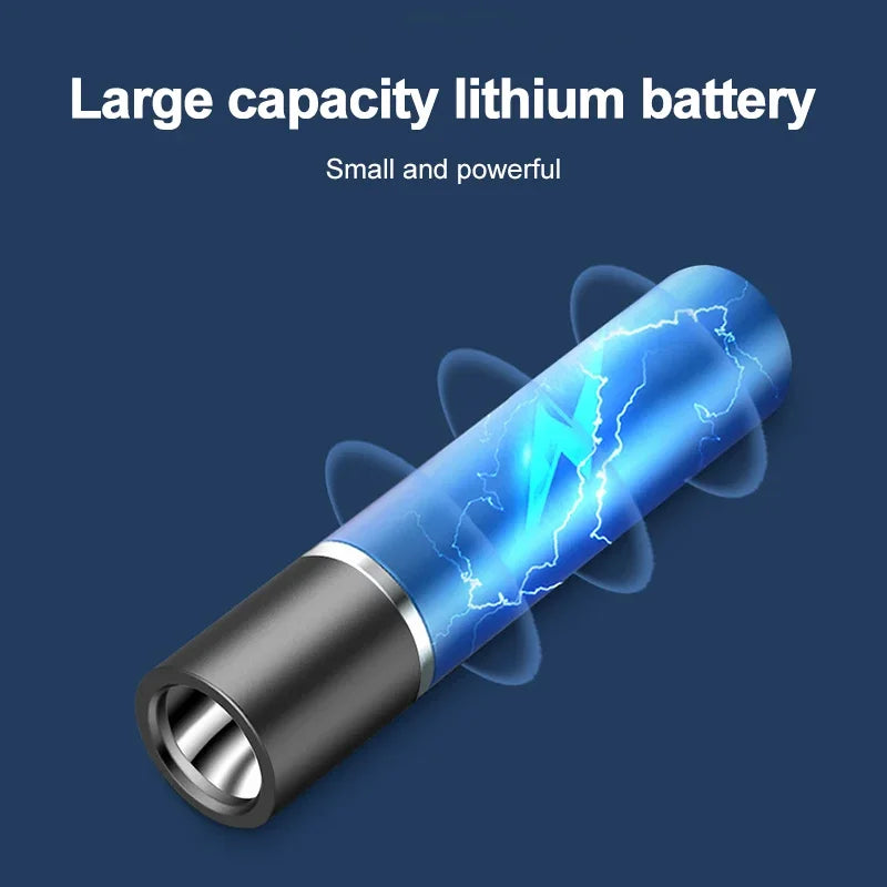 Mini Flashlight USB Rechargeable Aluminum Alloy Flashlight Super Bright LED Bead Adjustable Focus Long-range Portable Flashlight