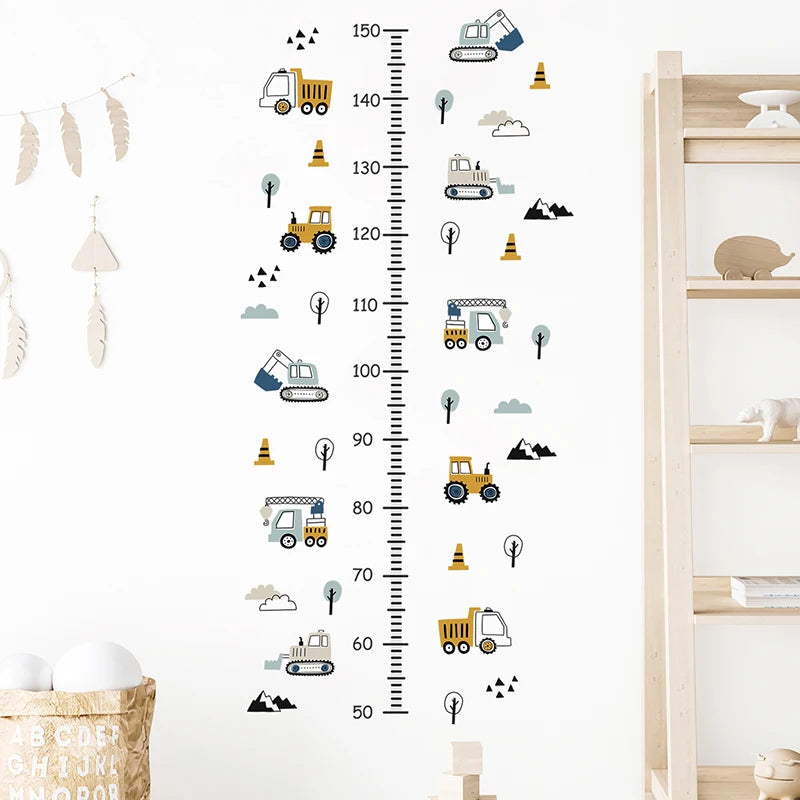 1PC Cartoon Car Height Measurement Wall Stickers for Waterproof Removable PVC Kids Room Kindergarten Home Decoration