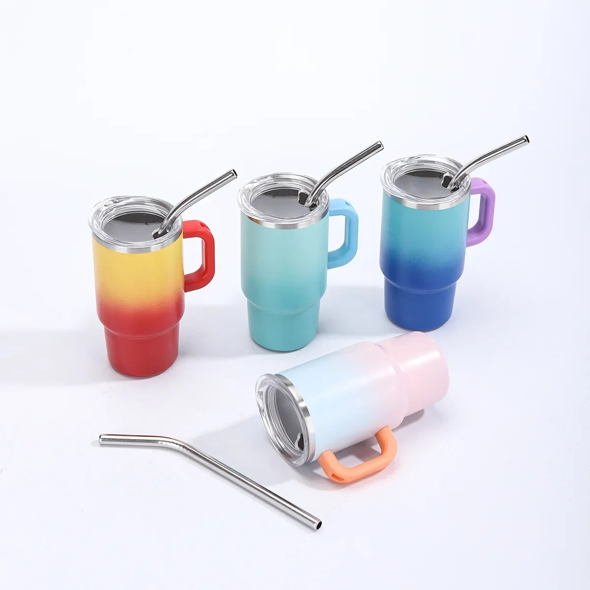 Portable Mini Handle Gradient Color 4oz Car Stainless Steel Insulated Thermos Cold Beverage Camping Outdoor Living Home Goods