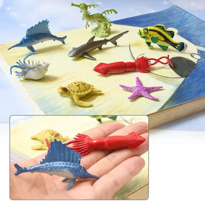 56pcs/set Plastic Simulated Sea Life Toy Model Realistic Marine Animals Whale Shark Dolphin Turtle Toys For Kids Christmas Gifts
