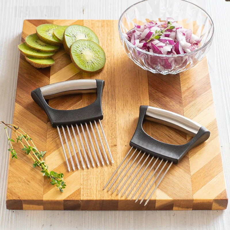 1Pcs Colorful Onion Slicer with Stainless Steel Holder Easy Onion Chopper for Potatoes or Vegetables Kitchen Accessories Tools