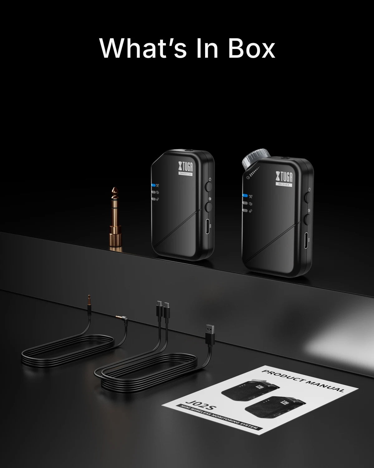 XTUGAJ02s Wireless in Ear Monitor System 2.4G Mini Stereo IEM System Low Latency One Transmitter More Receiver Stage Singer Band