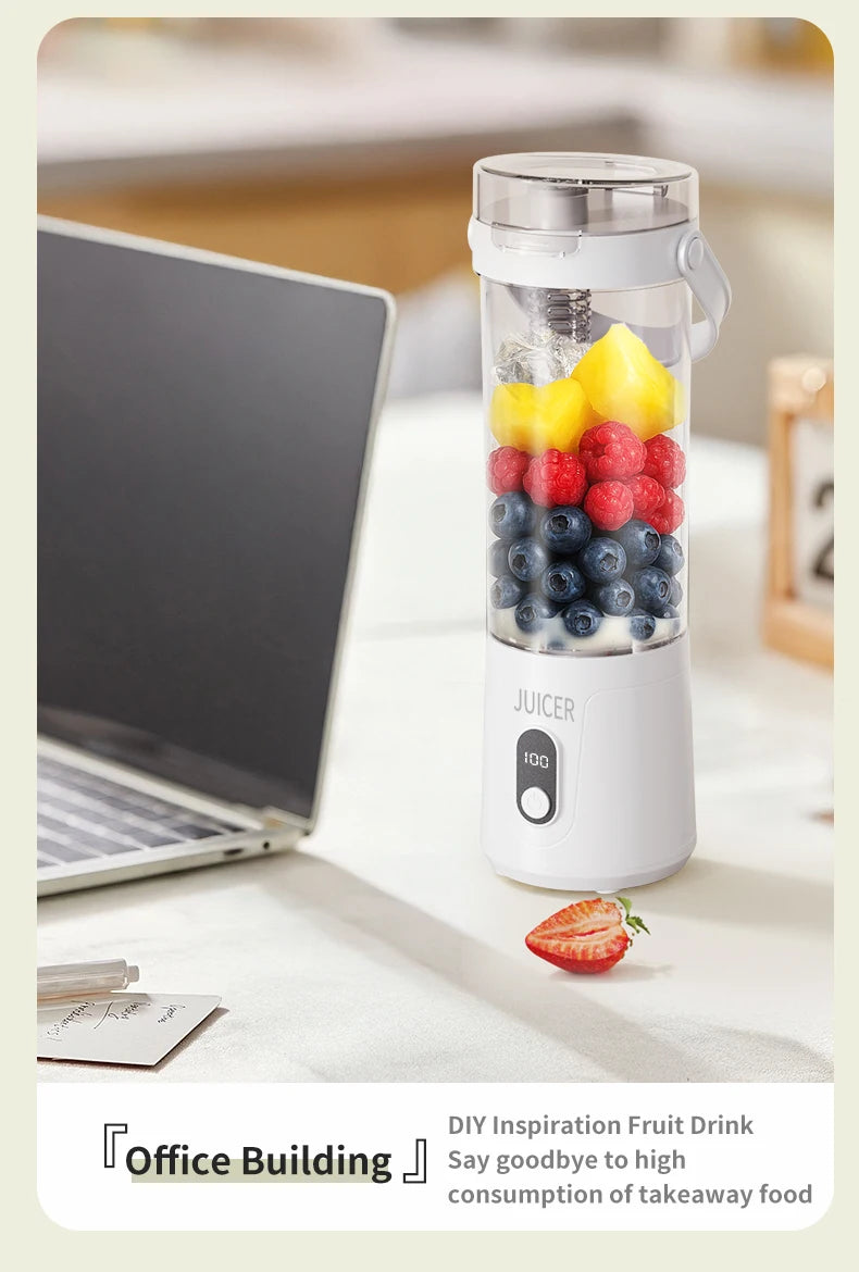 Portable 600ML Juicer Cup 12 Blades for Shakes Smoothies Rechargeable USB Traveling Fruit Juicer Double Cup Fruit Blender