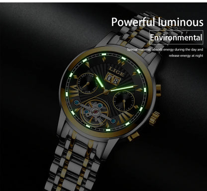 2026 LIGE Automatic Mechanical Wrist Watches For Men Top Brand Luxury Tourbillon Men Watch Fashion Business Waterproof Watch Men