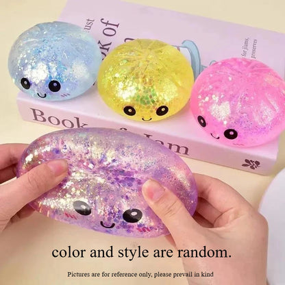 Squishy Glitter Simulation Steamed Bun Toy with Steamer Box Slow Rebound Stress Relief Squeeze Fidget Toy for Teens Adults Gifts