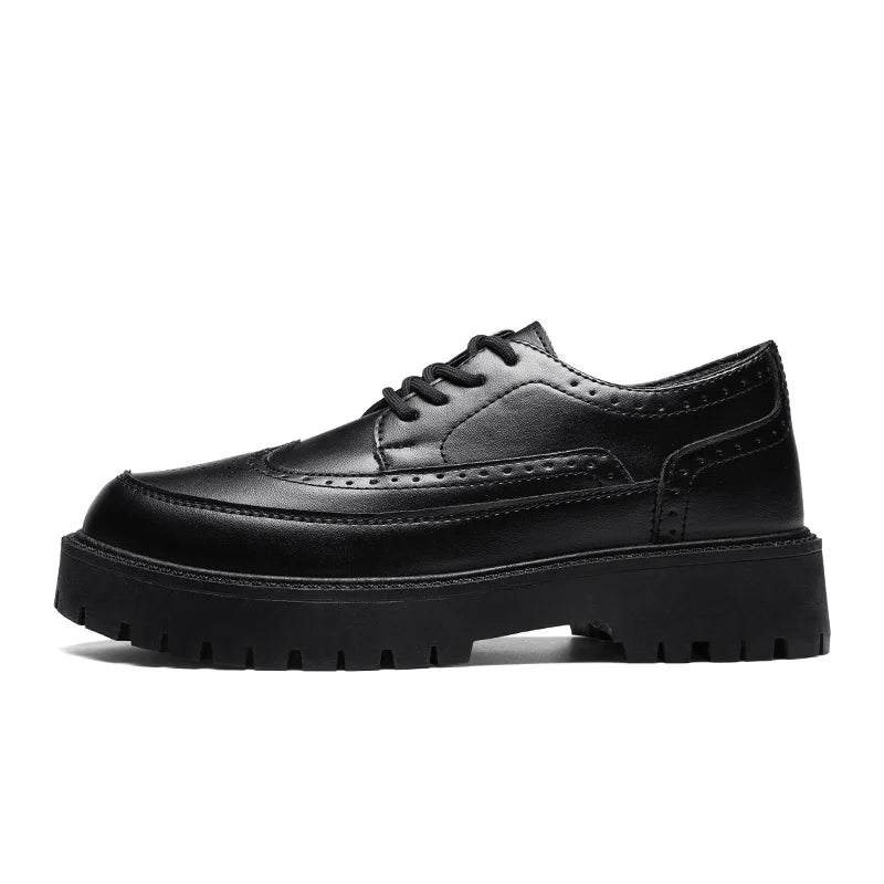 Hong Kong Style Men's Oxford Shoes Black Business Wedding Shoes Men's Leather Shoes Classic Business Formal Men's Prom Shoes