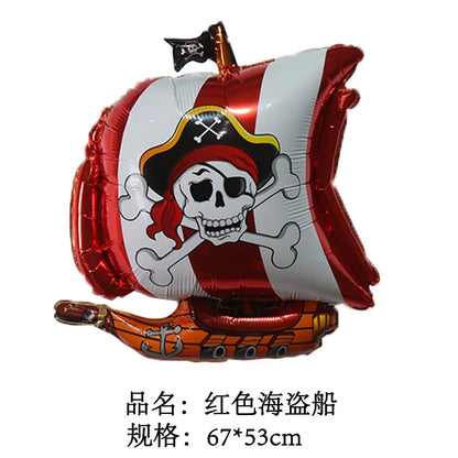 Pirate party napkins plates cups Tablecloths Banner Pirate skull balloon kids Caribbean Pirate themed birthday party decoration