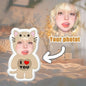 Personalized photo plush pillow - Custom beige cat-shaped gift with your photo, a must-have gift for giving