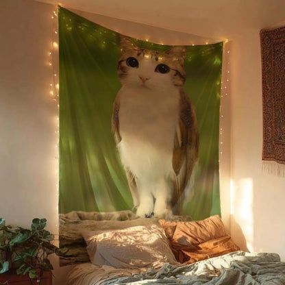 Meowl Cat Owl Funny Meme Tapestry Bedroom Wall Hanging Fabric Living Room Home Dorm Decor Art Home Decor