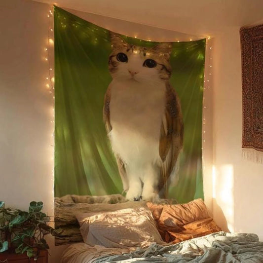Meowl Cat Owl Funny Meme Tapestry Bedroom Wall Hanging Fabric Living Room Home Dorm Decor Art Home Decor