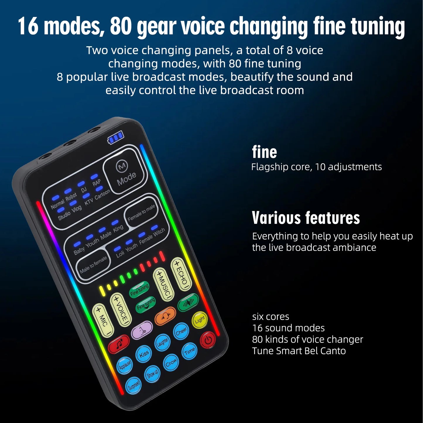 I9 Voice Changer Set Multifunction Portable Recording Sound Card+Microphone+Earphones for Game Recording Computer Sound Changer