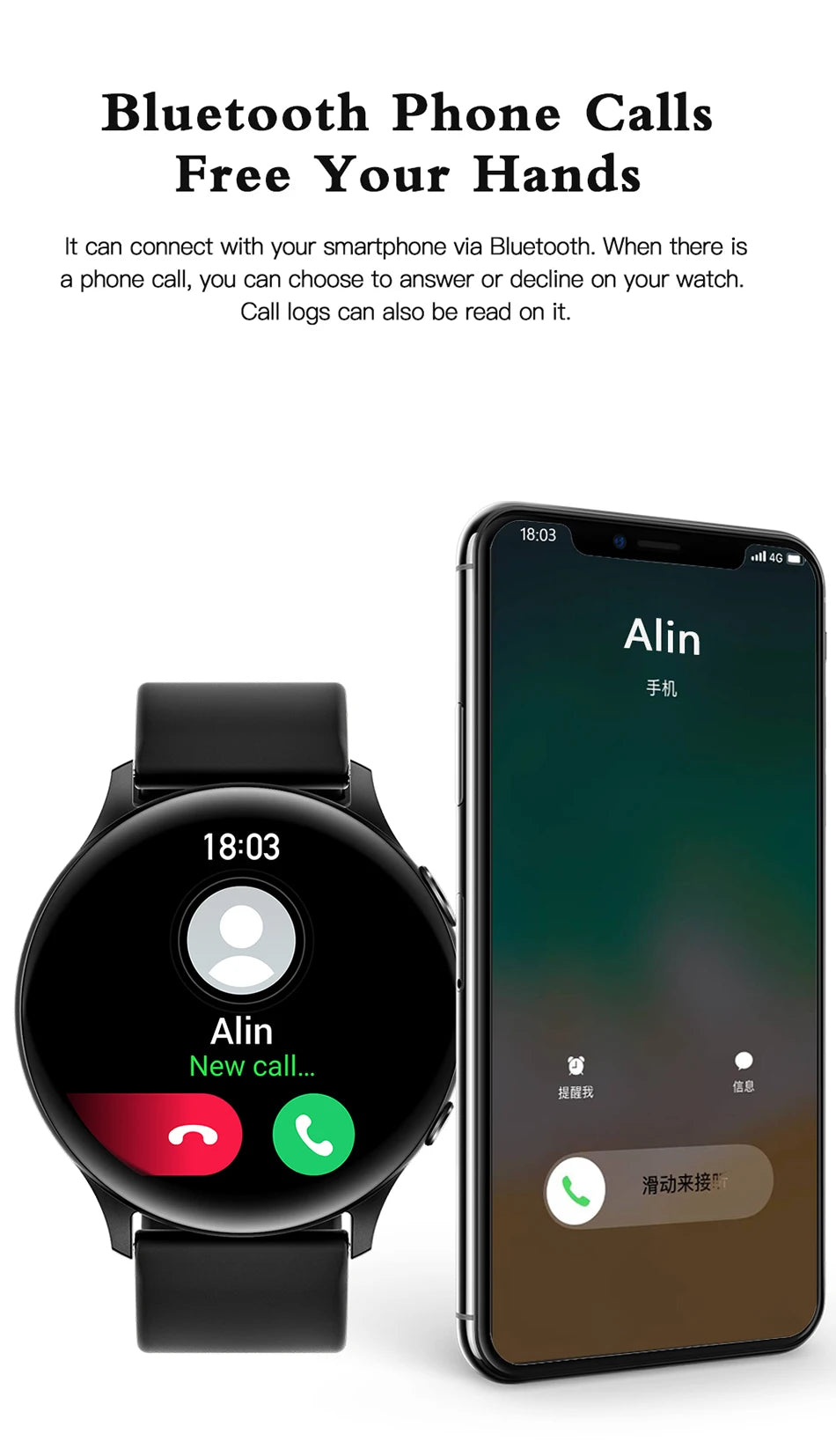 LIGE Nowy Smartwatch z Pomiarem Temperatury Ciała Damski Męski Ekran HD 360 Odbieranie Połączeń Wybieranie Połączeń Smartwatch Męskie Zegarki dla Kobiet Bransoletka