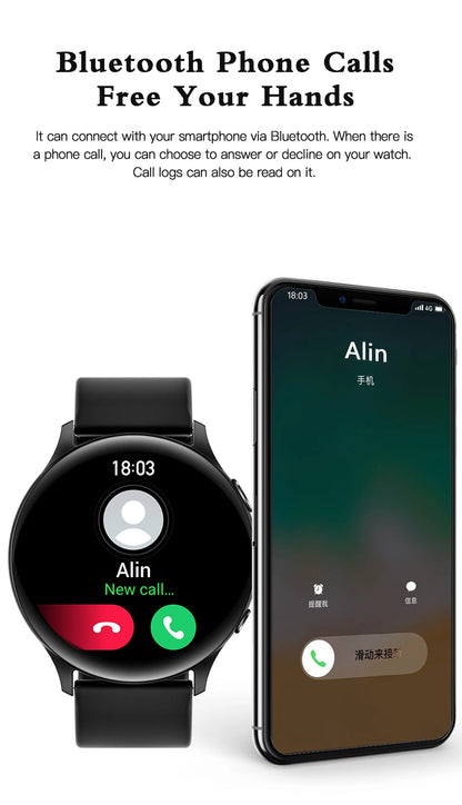 LIGE Nowy Smartwatch z Pomiarem Temperatury Ciała Damski Męski Ekran HD 360 Odbieranie Połączeń Wybieranie Połączeń Smartwatch Męskie Zegarki dla Kobiet Bransoletka