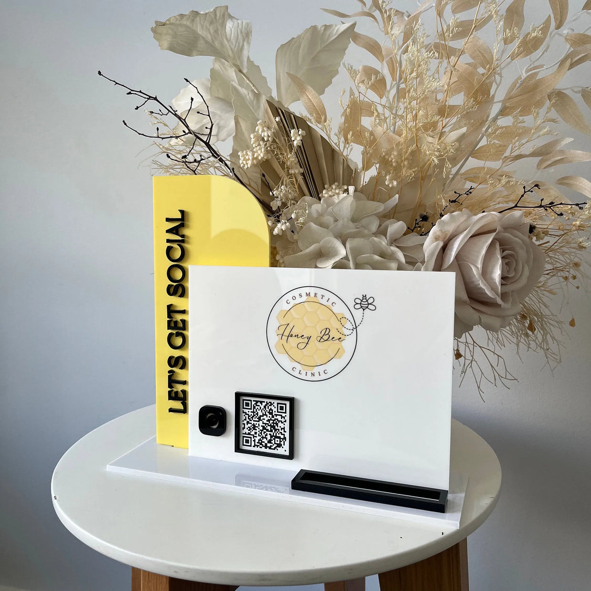 Personalized Multi QR Codes Sign Custom Logo Text Acrylic Stand for Small Businesses Payment Menu Gain Followers Hotel Reception
