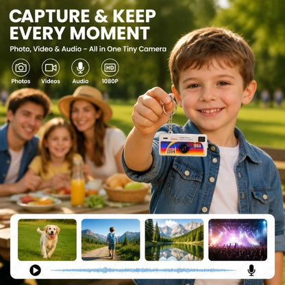 1080p Mini Thumb Camera Keychain Portable Video Camcorder Memory Card Support with Flash for Party Event Decoration Prop