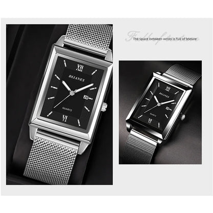 Men's Calendar Date Sport & Leisure Leather Clock 2023 Luxury Business Golden Stainless Steel Mesh Band Quartz Man Watches