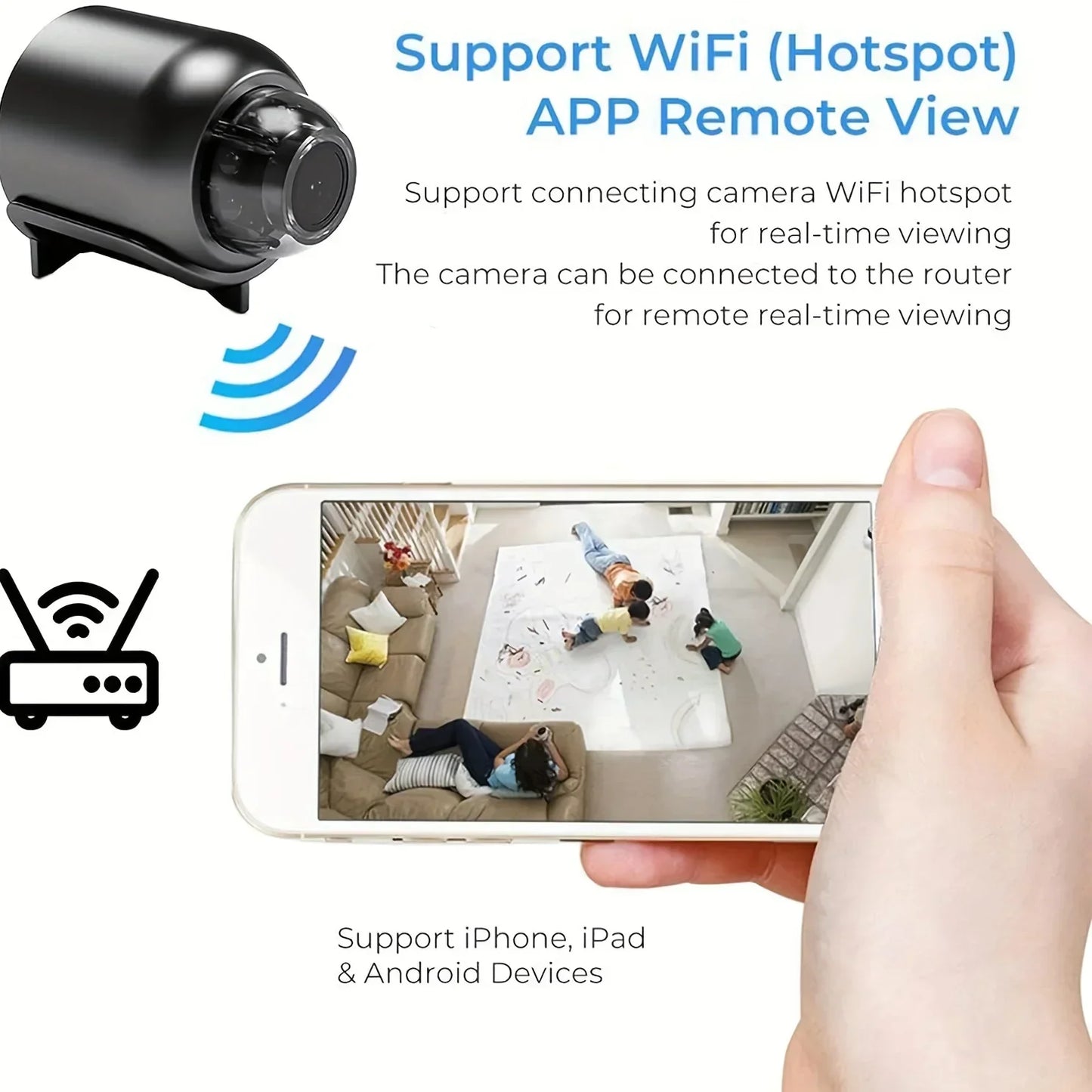 Mini kamera WiFi 1080P HD, wewnętrzna kamera bezpieczeństwa z noktowizorem, dwukierunkowym audio, do monitorowania dzieci i zwierząt domowych