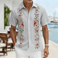 Men's Light Blue Geometric Ethnic Pattern Short Sleeve Shirt, Retro Bohemian Design, Casual Spring Summer Wear