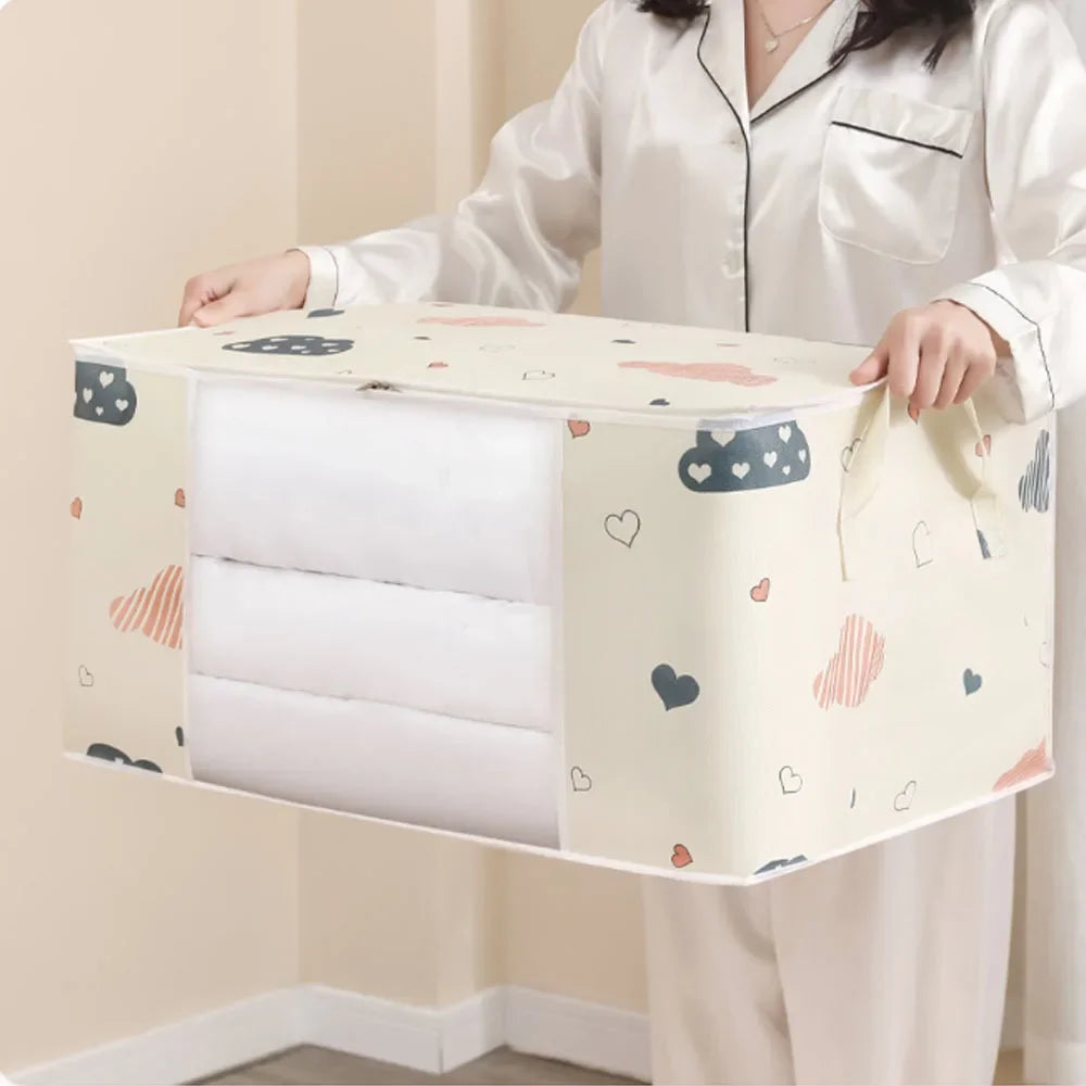 1pcs Quilt Storage Bag Dust-proof Wardrobe Quilt Clothes Organizer Household Blanket Zipper Sorting Bags Moving Bag Storage Bags