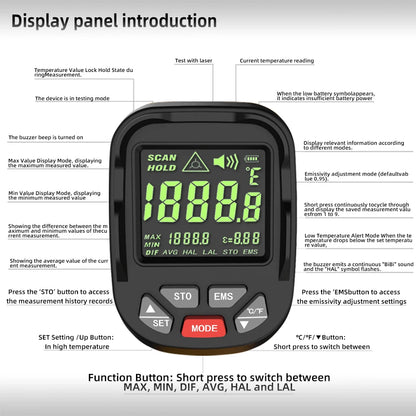 BSIDE H3 Infrared Thermometer Gun -50~1400°C Handheld Digital Laser Industrial Non Contact Temperature meter Measuring Tester