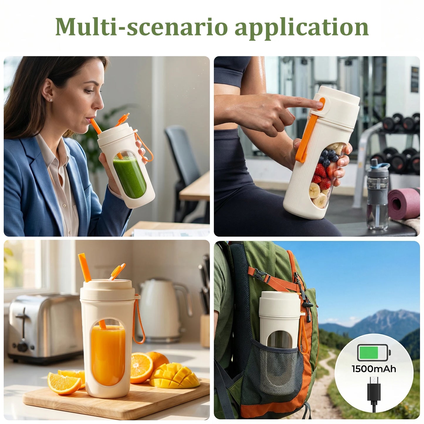 450ML Portable Electric Juicer Multifunctional Wireless Blender USB Rechargeable Ice Crusher Small Juice Cup Mixer Machine