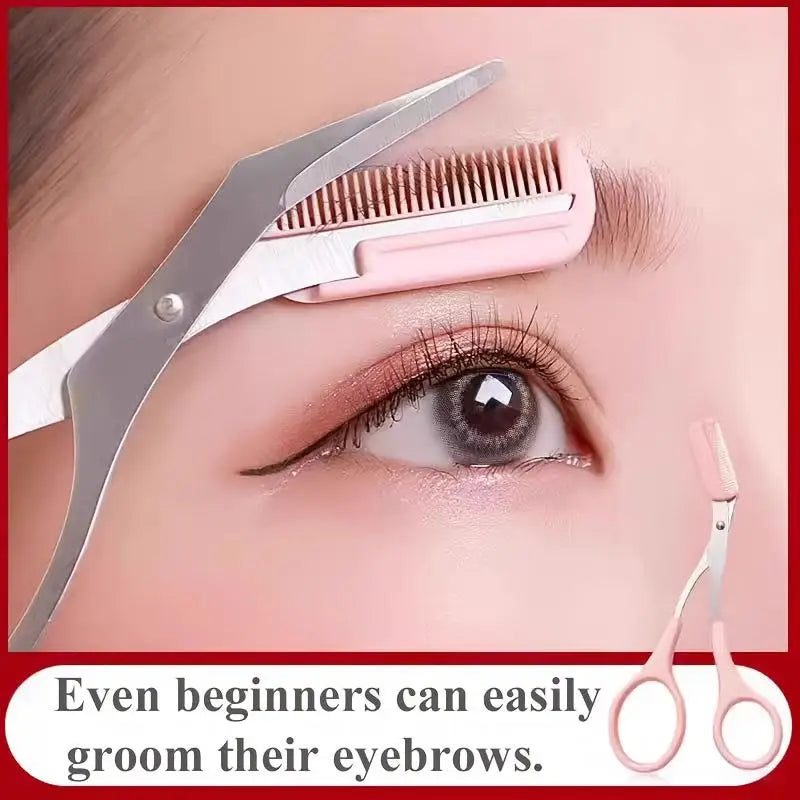 1Pcs Eyebrow Trimmer Makeup Tools Stainless Steel Eyebrow Scissors With Comb Hair Removal Eyebrows Shaping Makeup Tools