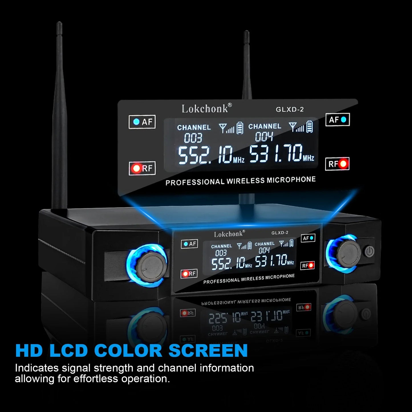 GLXD2 Professional Wireless Microphone system Dual Channel UHF Fixed Frequency Cordless Handheld Dynamic Mic For Karaoke Party