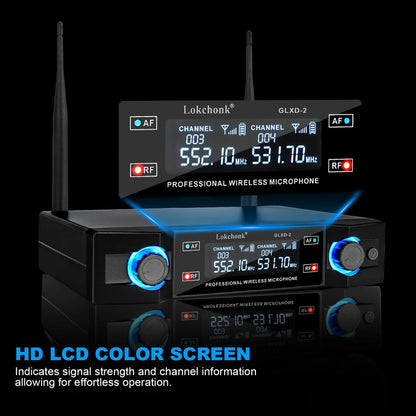 GLXD2 Professional Wireless Microphone system Dual Channel UHF Fixed Frequency Cordless Handheld Dynamic Mic For Karaoke Party