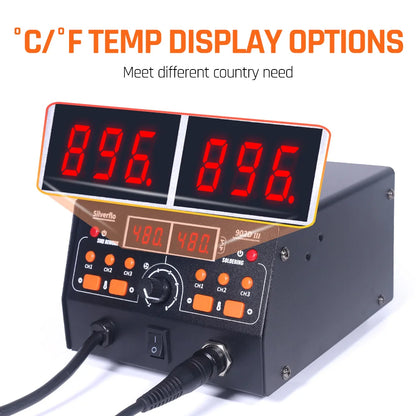 Silverflo 902D-III Rework Soldering Station 2 in 1 Hot Air  Welding Station with 3 Pre-set Channels,Sleep Mode for SMD Rework