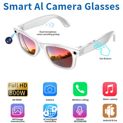 2026 New AI Smart Glasees With 800W Camera Video Recording AI Photo Recognition Bluetooth Call Translation Voice Sunglasses Man
