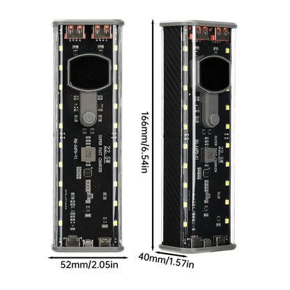 4*21700 DIY Power Bank Case PD22.5W Transparent Quick Charge Battery Box LED Screen Battery Case Kit With Light For Huawei